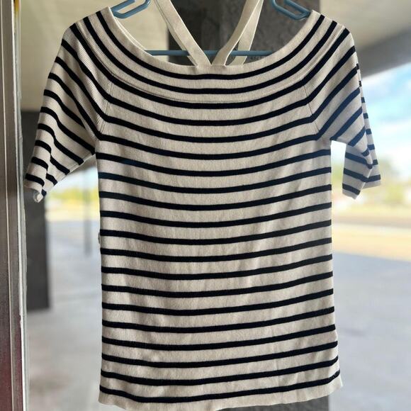 Y2k express black and white off the shoulder top - Picture 2 of 4